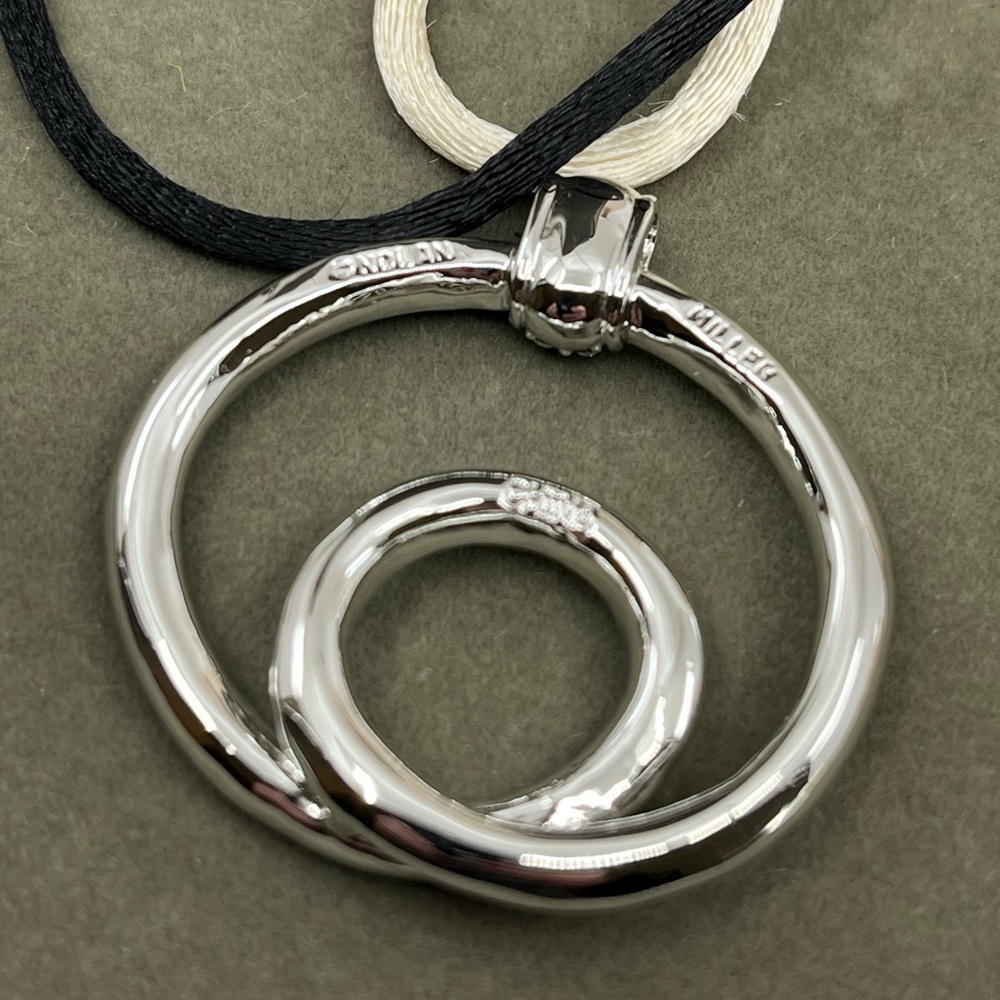 Nolan Miller Pave Circle Pendant Necklace Set – 16", 4 Cords, Box & Certificate - Picture 7 of 12
